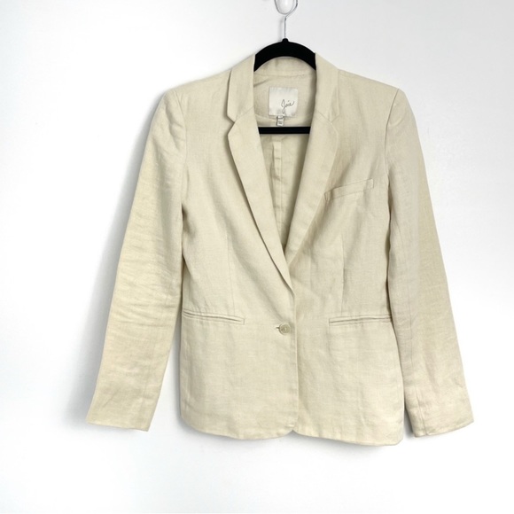 Joie Mehira Ivory Linen Open Front Blazer Sz 0 - Picture 3 of 16